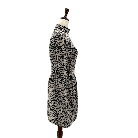 LA Vie Rebecca Taylor Womens Small Dress Animal Print High Neck Mini Tan Black - Picture 3 of 8